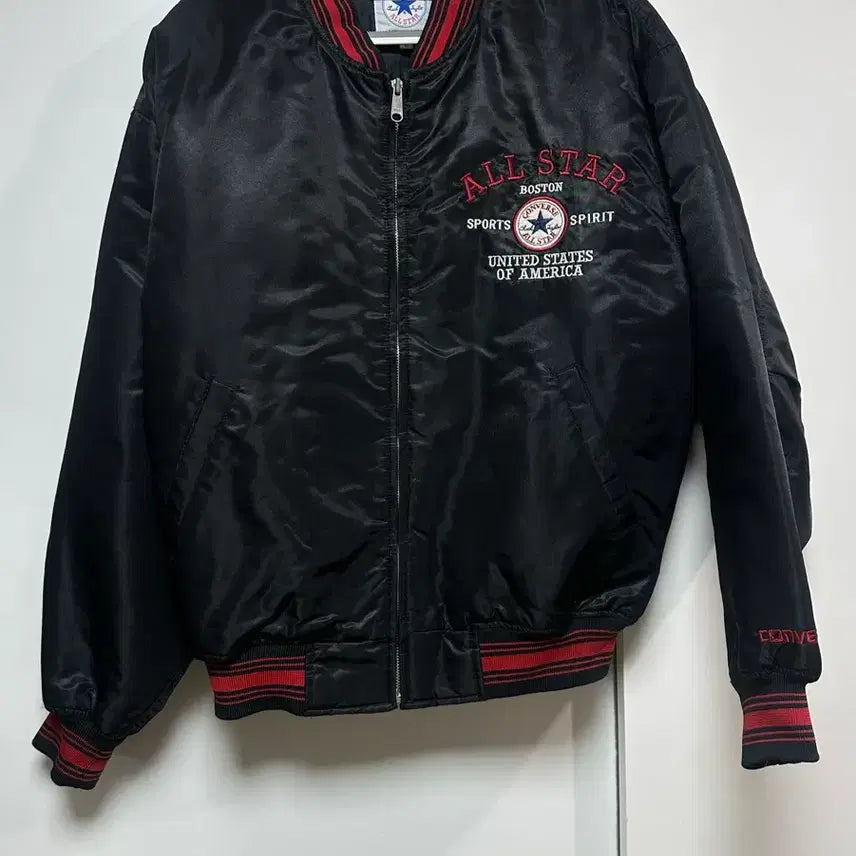 [BUNJANG] Converse All Star Black Stadium Bomber Jacket / 컨버스 올스타 블랙 스타디움 항공 점퍼 봄버 자켓