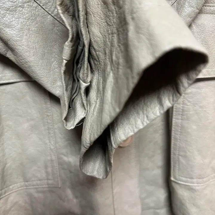 [BUNJANG] PLATE Leather Half Beige Jacket / PLATE 레더 하프 베이지 벨트 자켓