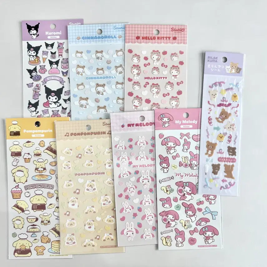 [BUNJANG] Sanrio Sticker Bundle Set / 산리오 씰스티커 일괄 헬로키티 쿠로미 리락쿠마 폼폼푸린 시나모롤