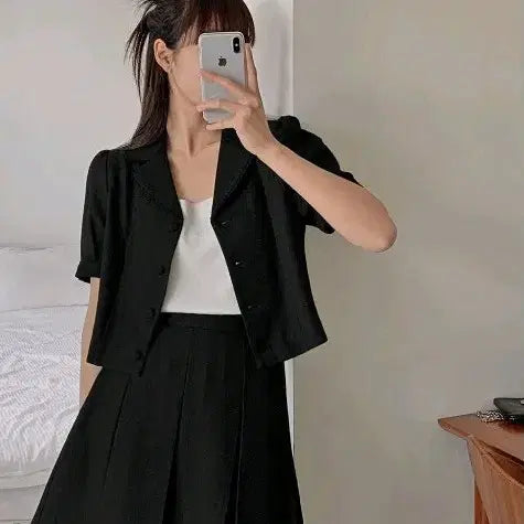 [BUNJANG] Hotping Bblian Short Sleeve Lace Tweed Jacket / 핫핑 블리안 반팔 레이스 트위드자켓
