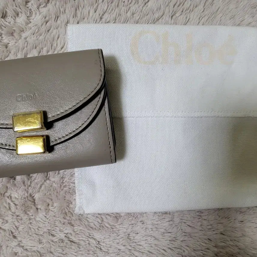[BUNJANG] Chloe Georgia Mini Wallet + Dust Bag / 끌로에 조지아 미니 반지갑 그레이 + 더스트백