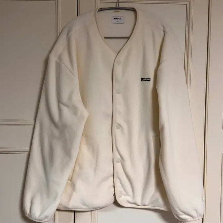 [BUNJANG] COVERNAT Fleece Collarless Jacket Ivory XL / 커버낫 플리스 카라리스 자켓 아이보리 XL