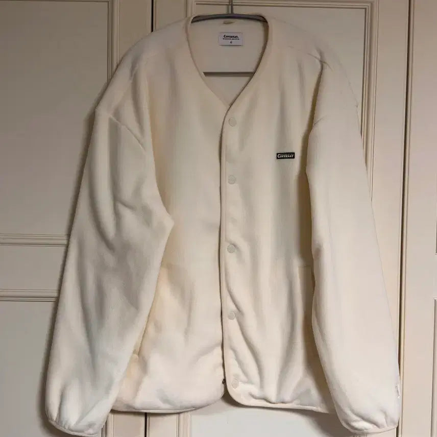 [BUNJANG] COVERNAT Fleece Collarless Jacket Ivory XL / 커버낫 플리스 카라리스 자켓 아이보리 XL