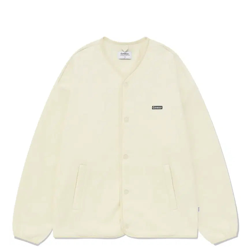[BUNJANG] COVERNAT Fleece Collarless Jacket Ivory XL / 커버낫 플리스 카라리스 자켓 아이보리 XL