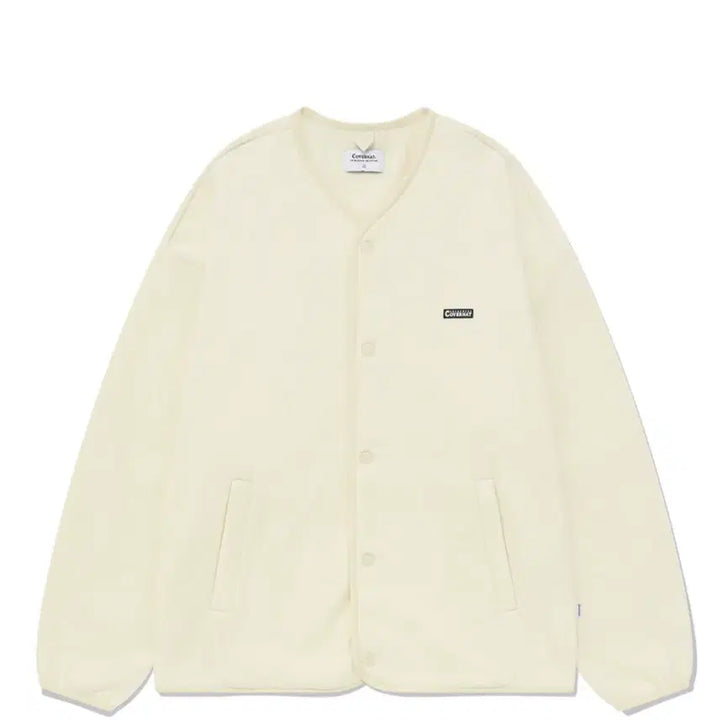 [BUNJANG] COVERNAT Fleece Collarless Jacket Ivory XL / 커버낫 플리스 카라리스 자켓 아이보리 XL