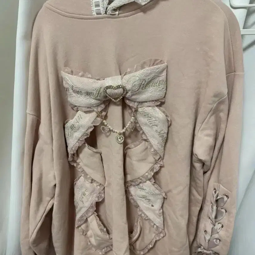 [BUNJANG] Lizlisa Message Ribbon Hoodie / 리즈리사 메시지 리본 후드티(다마럽 마즈 양산형 지뢰계)