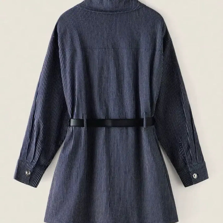 [BUNJANG] Stripe Denim Dress with Belt / (새상품) 스트라이프 데님 원피스 벨트
