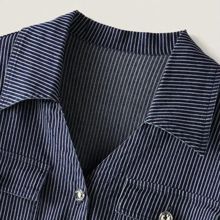 [BUNJANG] Stripe Denim Dress with Belt / (새상품) 스트라이프 데님 원피스 벨트