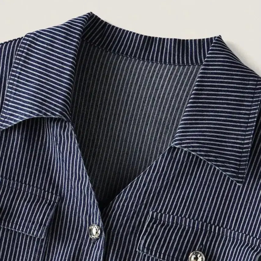 [BUNJANG] Stripe Denim Dress with Belt / (새상품) 스트라이프 데님 원피스 벨트