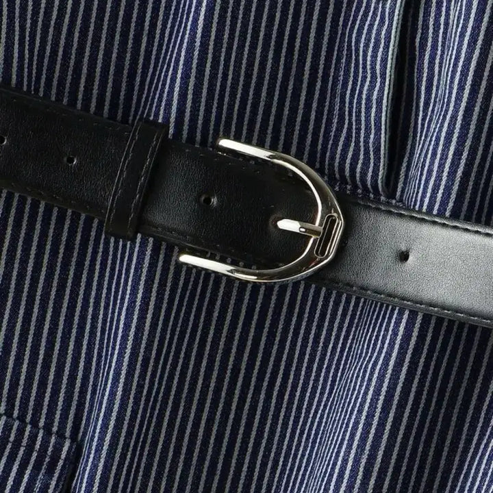 [BUNJANG] Stripe Denim Dress with Belt / (새상품) 스트라이프 데님 원피스 벨트