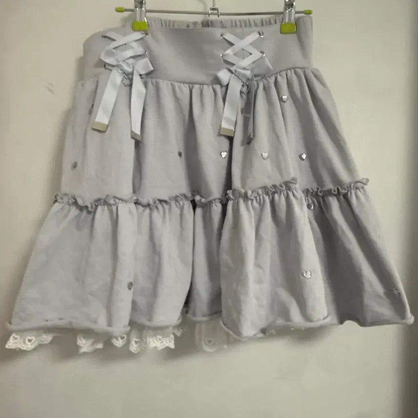 [BUNJANG] Crop Hoodie Set / 레이스 프릴 하트 장식 크롭 후드집업 셋업(양산형 로리타 마즈 리즈리사)