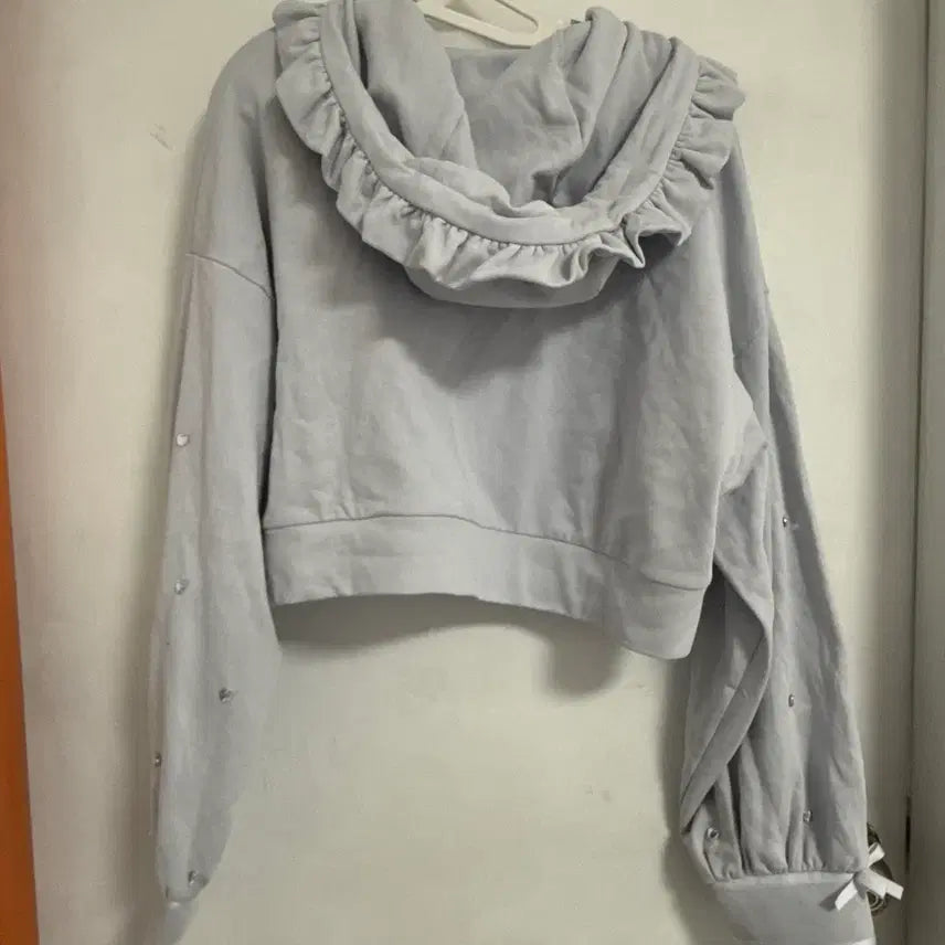 [BUNJANG] Crop Hoodie Set / 레이스 프릴 하트 장식 크롭 후드집업 셋업(양산형 로리타 마즈 리즈리사)