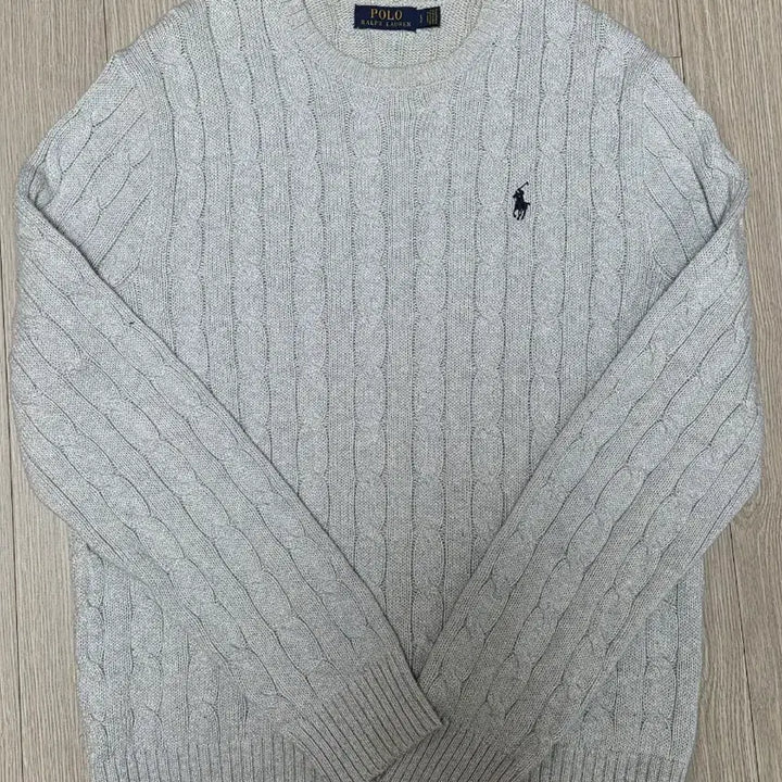 [BUNJANG] Polo Knit Sweater Gray (L) / 폴로 꽈배기니트 그레이(L)