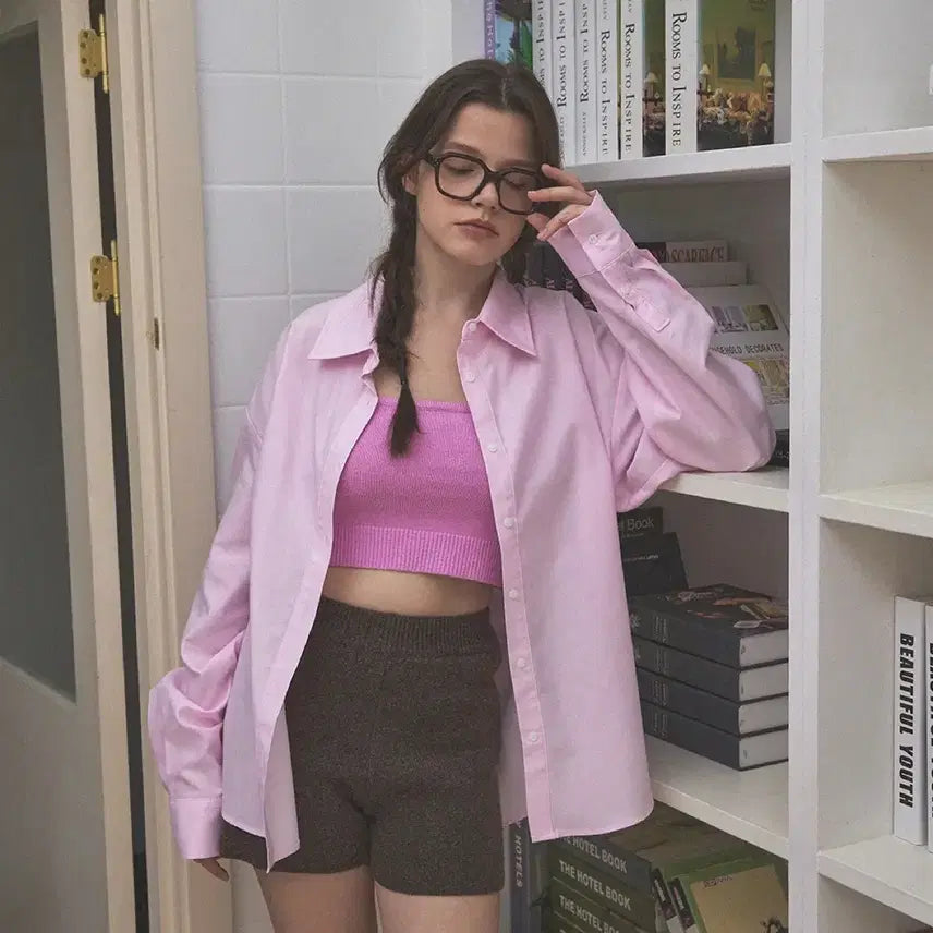 [BUNJANG] Without Summer Basic Logo Shirt (Pink) / 위드아웃썸머 베이직 로고 셔츠 (핑크)