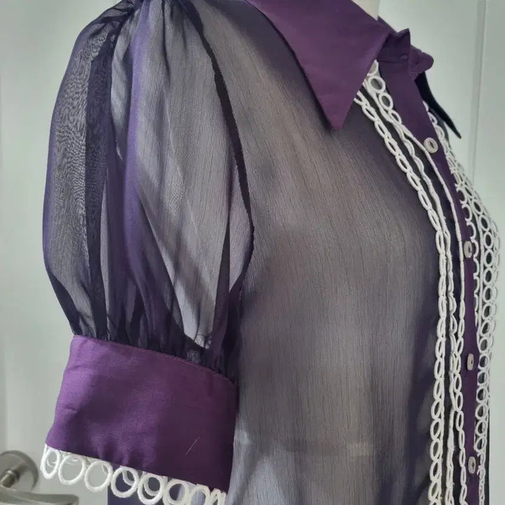 [BUNJANG] Vintage Retro See-through Lace Blouse / 희귀 빈티지 레트로 시스루 레이스 블라우스 55 66
