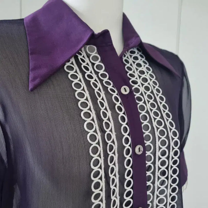 [BUNJANG] Vintage Retro See-through Lace Blouse / 희귀 빈티지 레트로 시스루 레이스 블라우스 55 66