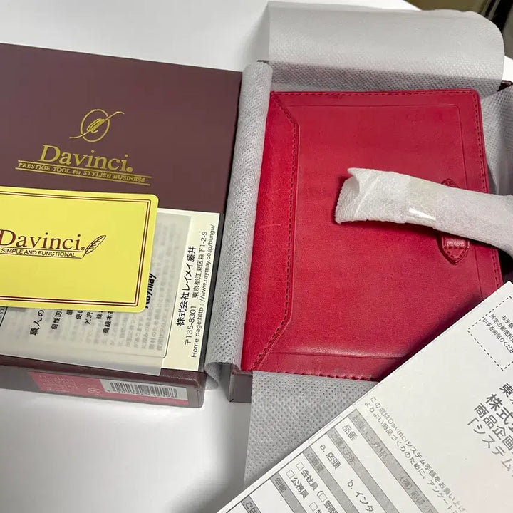 [BUNJANG] Davinci Roroma Classic A7 Pocket Leather 6-Ring Binder / 다빈치 로로마 클래식 레드 a7 포켓 가죽 6공 다이어리