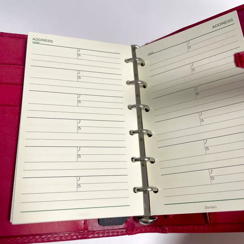 [BUNJANG] Davinci Roroma Classic A7 Pocket Leather 6-Ring Binder / 다빈치 로로마 클래식 레드 a7 포켓 가죽 6공 다이어리