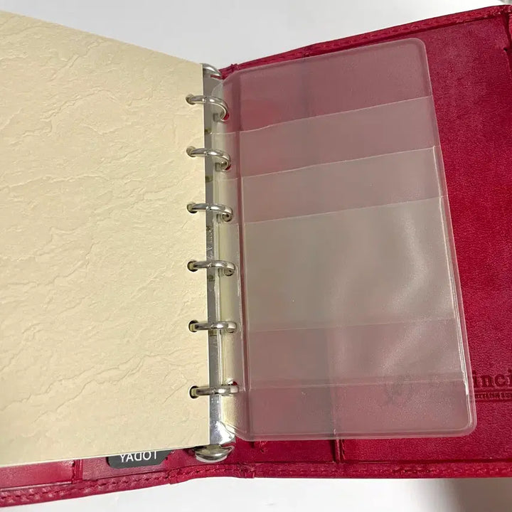 [BUNJANG] Davinci Roroma Classic A7 Pocket Leather 6-Ring Binder / 다빈치 로로마 클래식 레드 a7 포켓 가죽 6공 다이어리