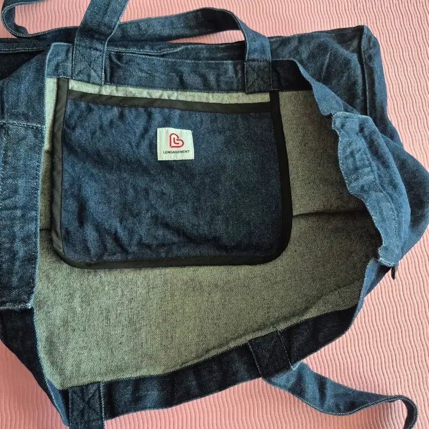 [BUNJANG] LANGAGE MONG Denim Shopper Bag / 랑가주망 스토리로고 데님쇼퍼백