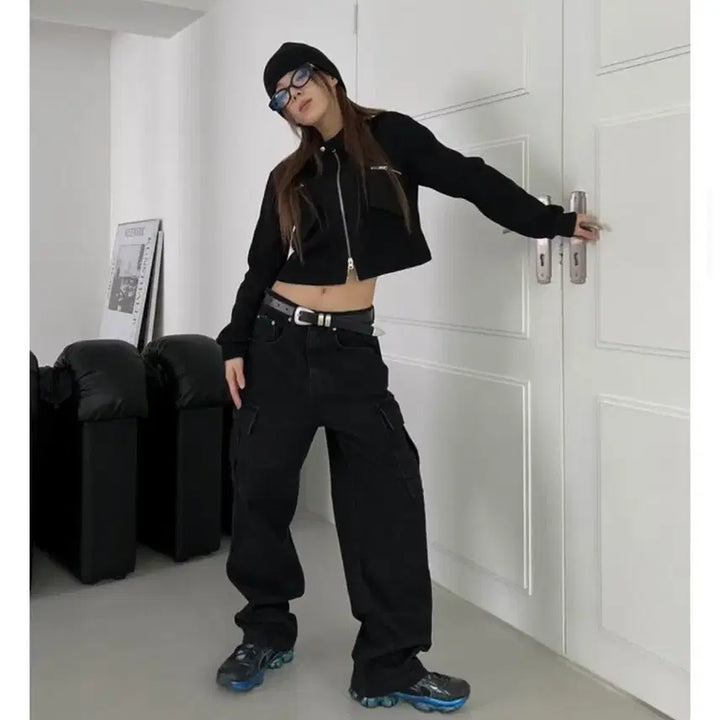 [BUNJANG] Rit Kim Black Cargo Jeans (L) / 릿킴 블랙카고진 카고팬츠 카고바지 BLACK CARGO JEANS L