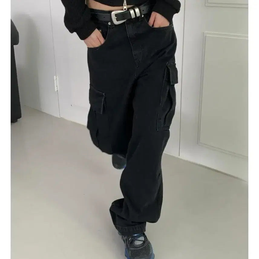 [BUNJANG] Rit Kim Black Cargo Jeans (L) / 릿킴 블랙카고진 카고팬츠 카고바지 BLACK CARGO JEANS L