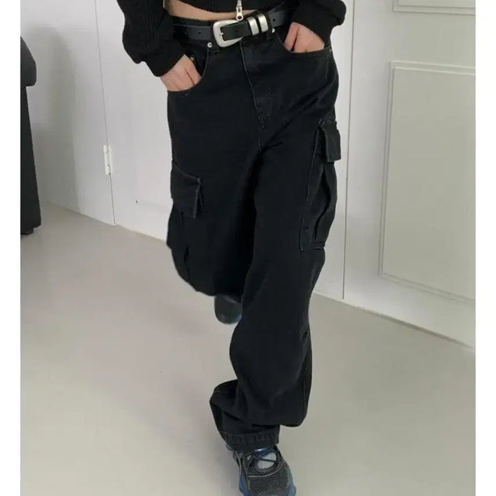 [BUNJANG] Rit Kim Black Cargo Jeans (L) / 릿킴 블랙카고진 카고팬츠 카고바지 BLACK CARGO JEANS L