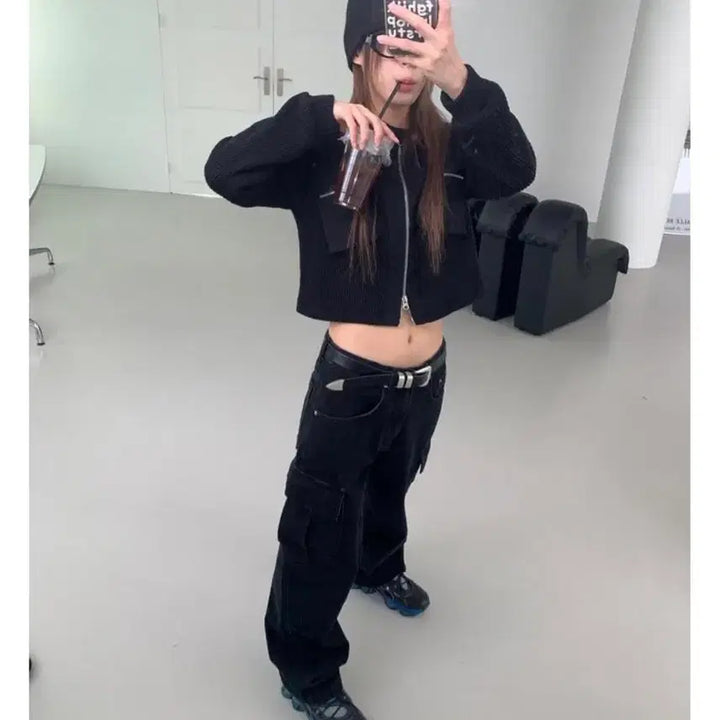 [BUNJANG] Rit Kim Black Cargo Jeans (L) / 릿킴 블랙카고진 카고팬츠 카고바지 BLACK CARGO JEANS L