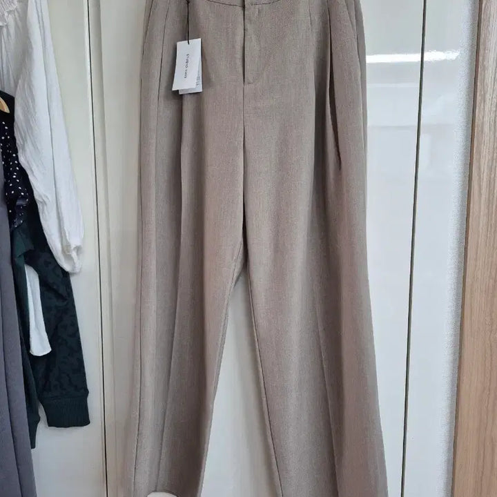 [BUNJANG] Wide Slacks Beige Pants / 와이드 슬랙스 베이지
