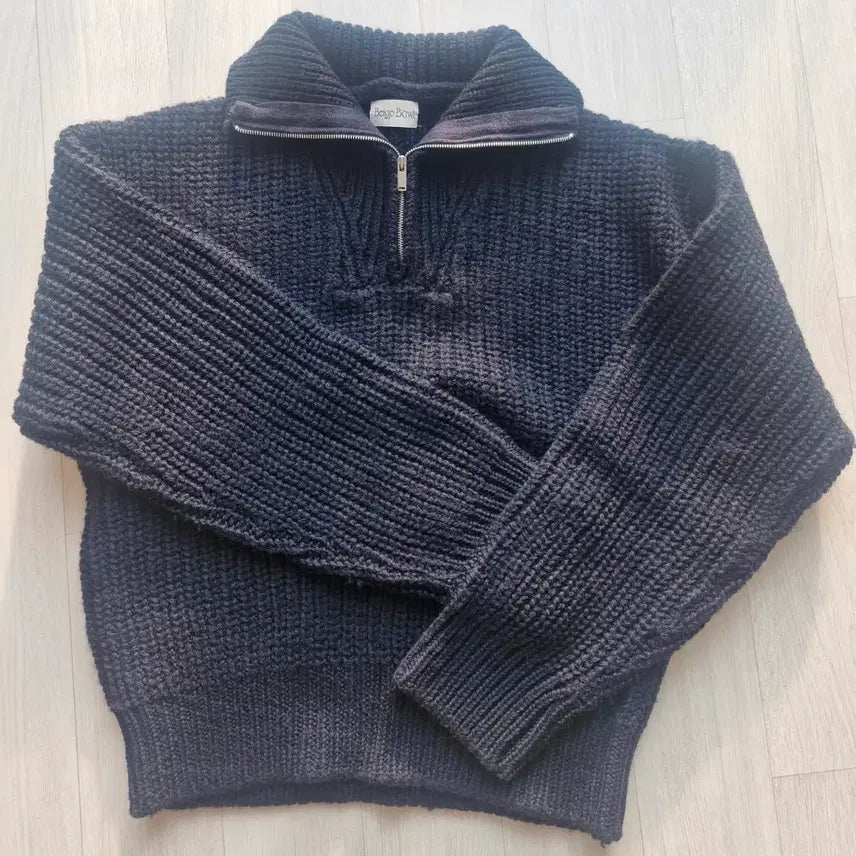 [BUNJANG] Beige Bowl Navy Zip-up Knit / 베이지보울 집업 네이비