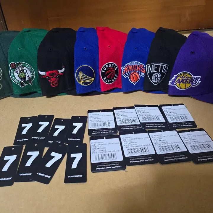 [BUNJANG] New Era x NBA x Compound Collaboration 8-Piece Bundle Set Snapback Hats (Size 7 1/2) / 뉴에라X컴파운드[7 1/2(59.6cm)]