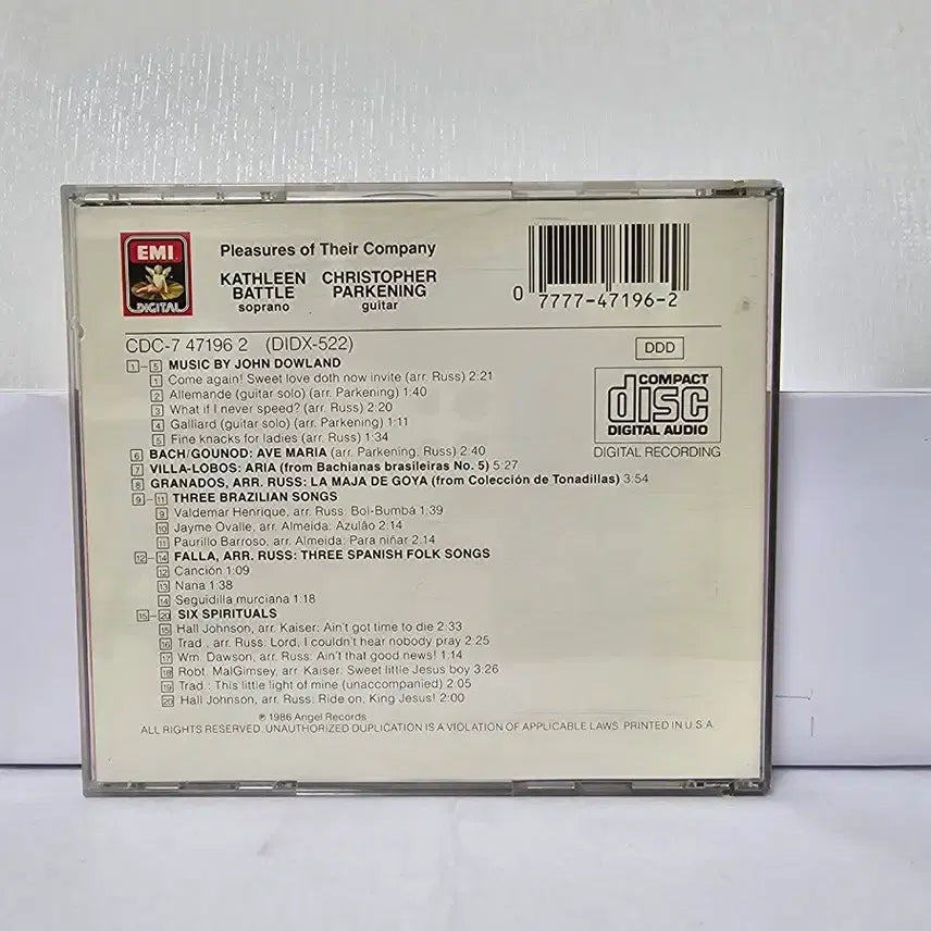 [BUNJANG] Kathleen Battle &amp; Christopher Parkening CD / 캐슬린 배틀 &amp; 크리스토퍼 파커닝 음반 CD