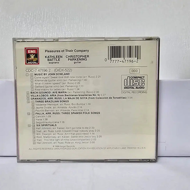 [BUNJANG] Kathleen Battle &amp; Christopher Parkening CD / 캐슬린 배틀 &amp; 크리스토퍼 파커닝 음반 CD
