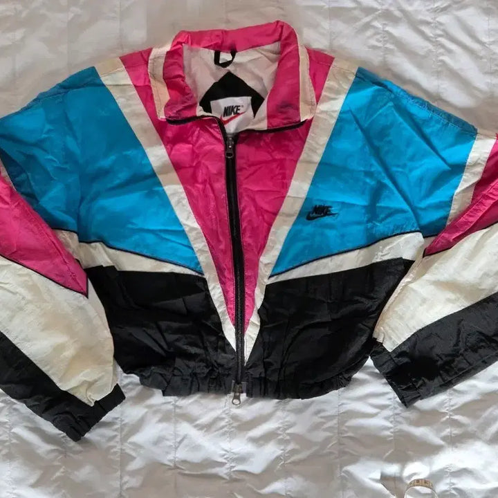 [BUNJANG] Nike Old School Cropped Windbreaker Jacket / 나이키 올드스쿨 크롭 바람막이 핑크색 하늘색