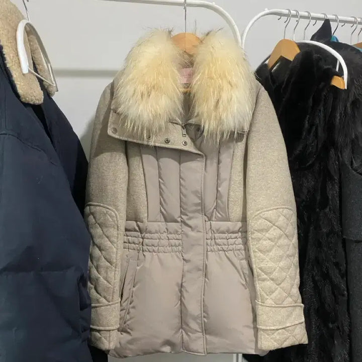 [BUNJANG] Olivia Hassler Duck Down Wool Colorblock Padding / 올리비아 하슬러 덕다운 모직 배색 패딩 90