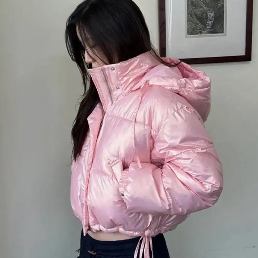 [BUNJANG] Ronron Pink Cropped Padded Jacket / 론론 패딩 핑크