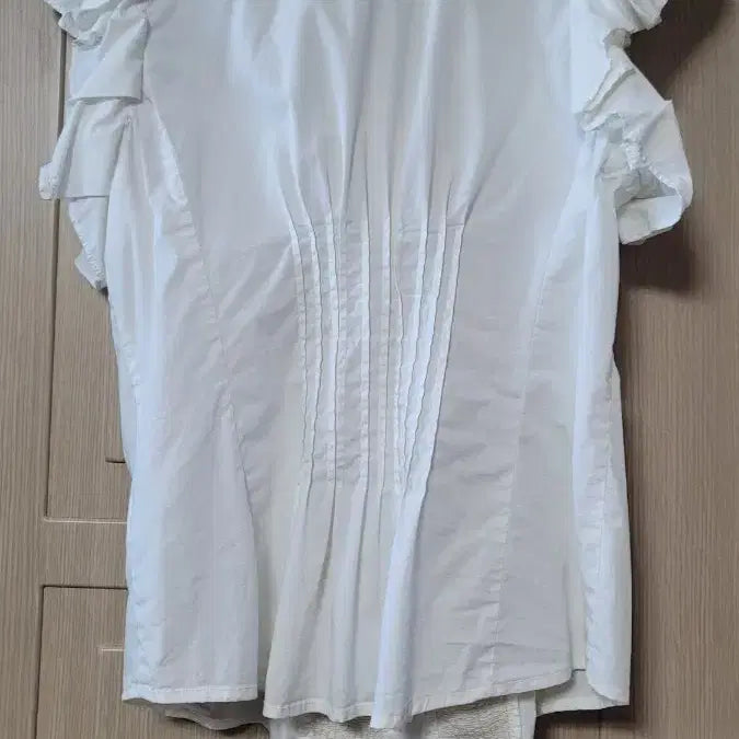 [BUNJANG] White Frill Cap Sleeve Blouse / 화이트 프릴 캡소매 블라우스 66size