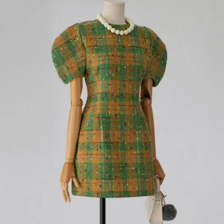[BUNJANG] Wool Blend Check Mini Dress / 새상품 / 울혼방 체크 미니 원피스