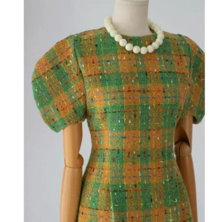 [BUNJANG] Wool Blend Check Mini Dress / 새상품 / 울혼방 체크 미니 원피스