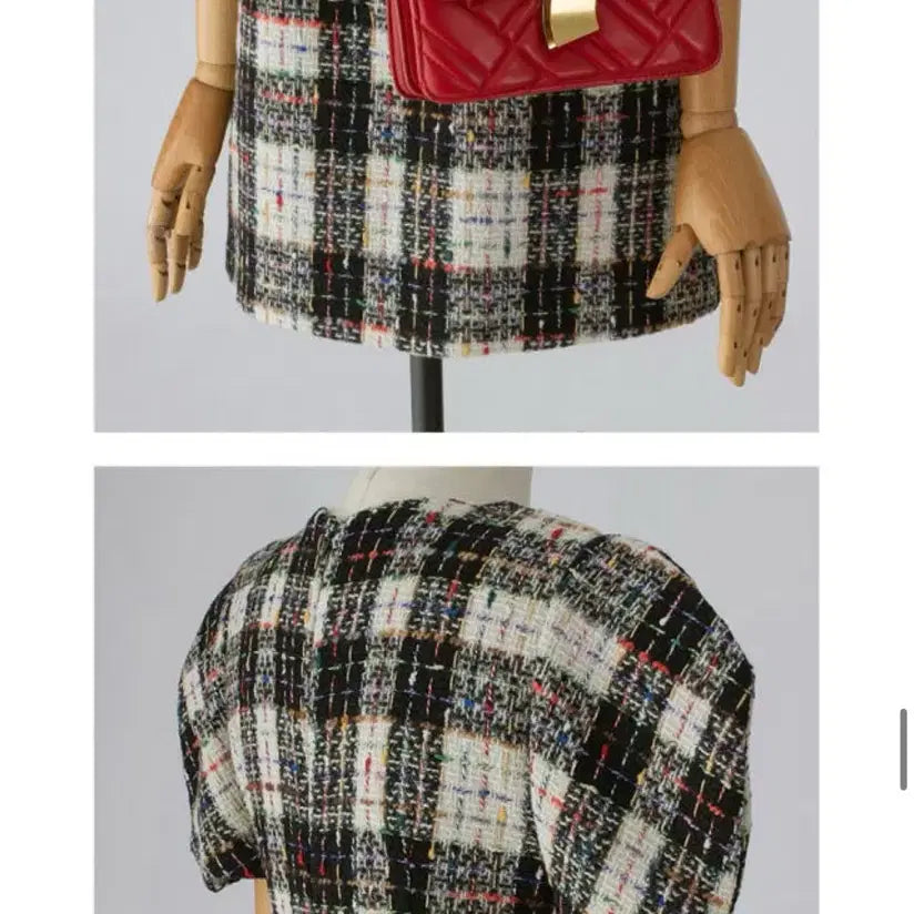 [BUNJANG] Tweed Check Mini Dress / 새상품 / 울 트위드 체크 반팔 미니 원피스