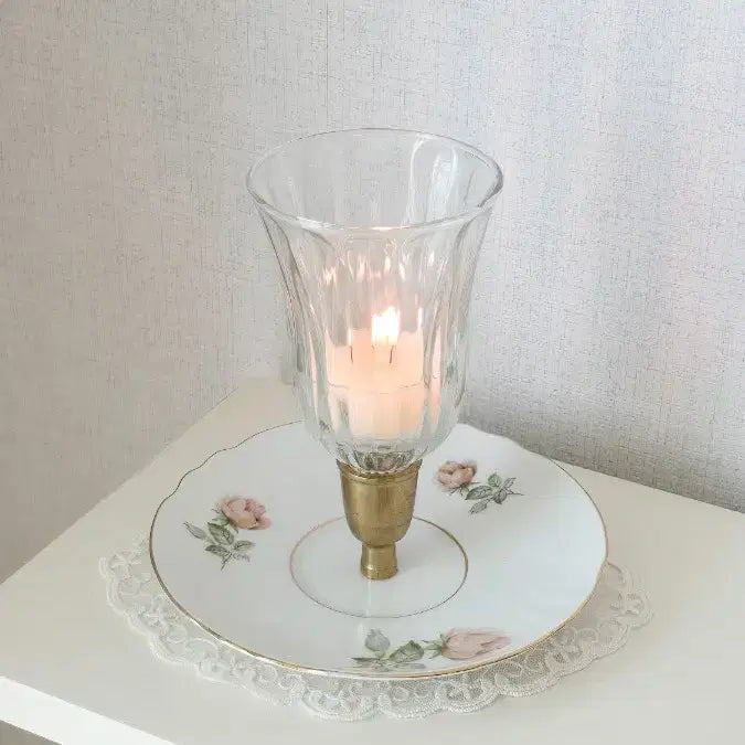 [BUNJANG] Haviland Rose Motif Votive Candle Holder Set / [빈티지] 하빌 랜드 접시촛대, 보티브세트