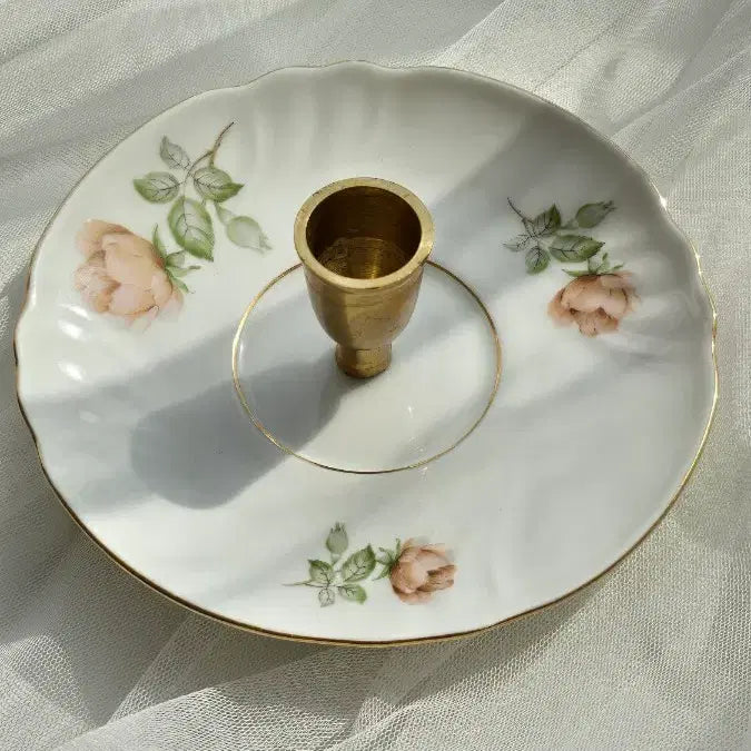 [BUNJANG] Haviland Rose Motif Votive Candle Holder Set / [빈티지] 하빌 랜드 접시촛대, 보티브세트
