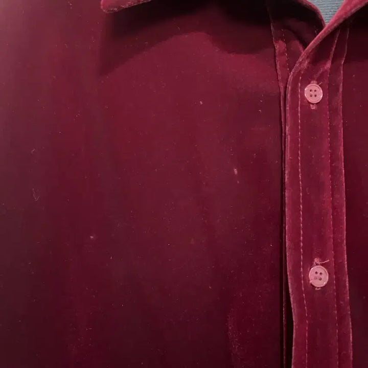[BUNJANG] Red Velvet Long Sleeve Shirt / 벨벳 긴팔 셔츠 와인색 디벨