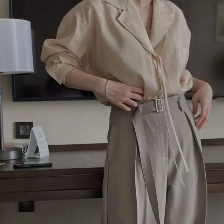 [BUNJANG] JROOM Chiffon Wide Pants / (새상품) JROOM 쉬폰 원턱 와이드 팬츠