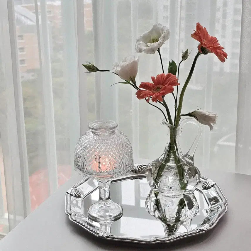[BUNJANG] Vintage Quilted Glass Tea Light Lamp / [빈티지] 퀄팅 글라스 티라이트 램프