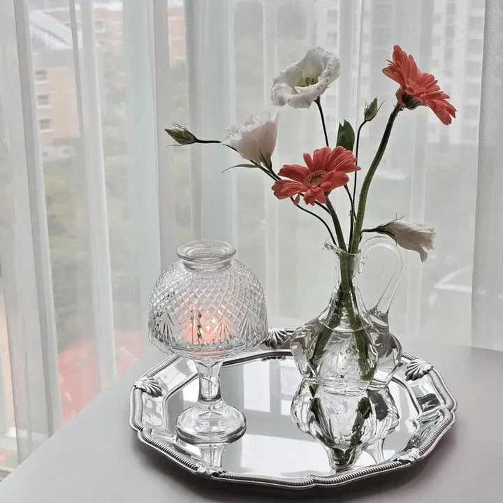 [BUNJANG] Vintage Quilted Glass Tea Light Lamp / [빈티지] 퀄팅 글라스 티라이트 램프