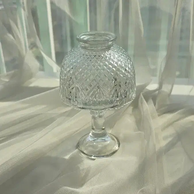 [BUNJANG] Vintage Quilted Glass Tea Light Lamp / [빈티지] 퀄팅 글라스 티라이트 램프