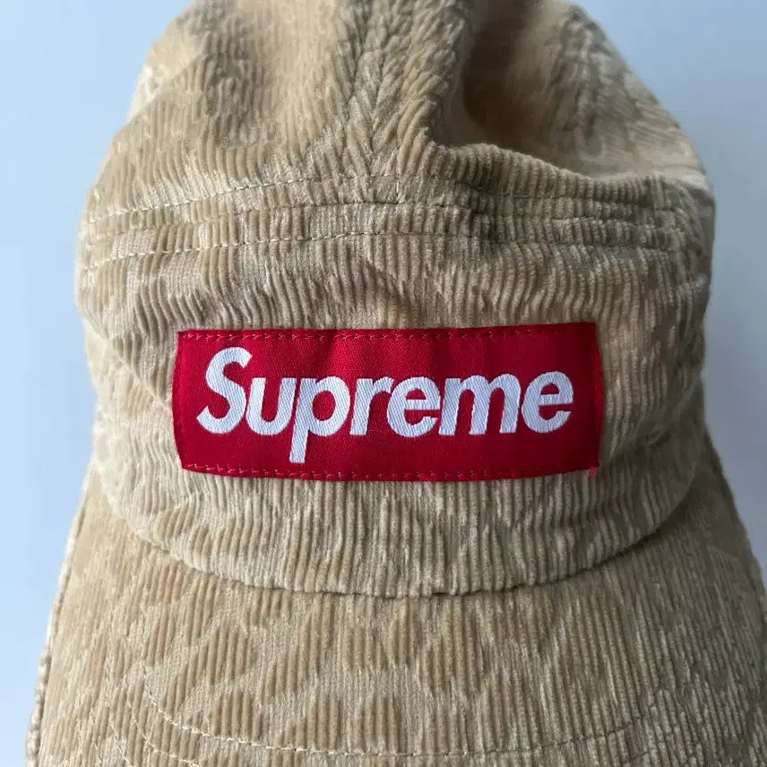 [BUNJANG] Supreme Corduroy Leopard Camp Cap / 슈프림 코듀로이 레오파드 박스로고 베이지 캠프캡 모자 /23FW