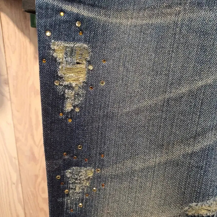[BUNJANG] Sugar Cats Gold Pearl Bootcut Denim (29 inch) / [Y2K/희귀] 슈가캣츠 금색 펄 포인트 데님 (29인치/부츠컷)