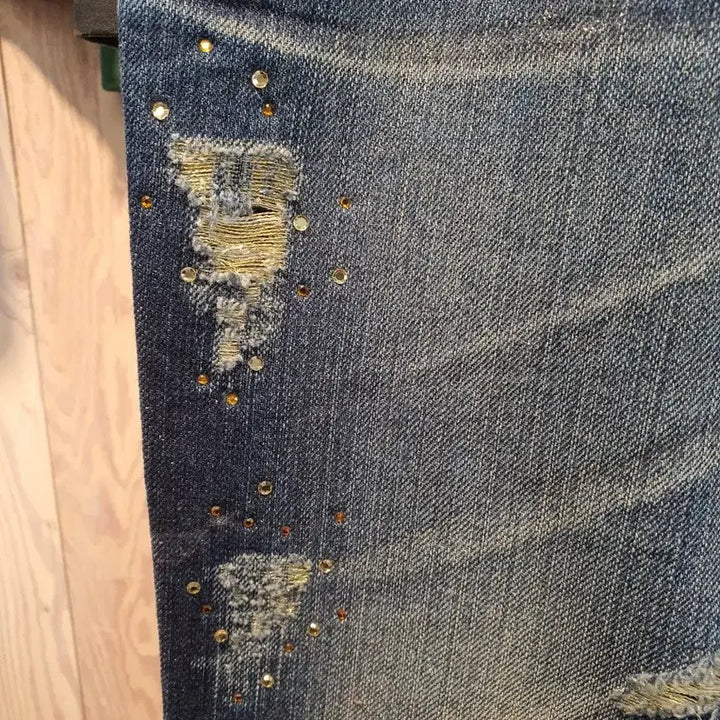 [BUNJANG] Sugar Cats Gold Pearl Bootcut Denim (29 inch) / [Y2K/희귀] 슈가캣츠 금색 펄 포인트 데님 (29인치/부츠컷)